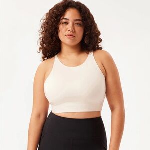Girlfriend Collective Topanga Halter Sports Bra: Ivory - XL